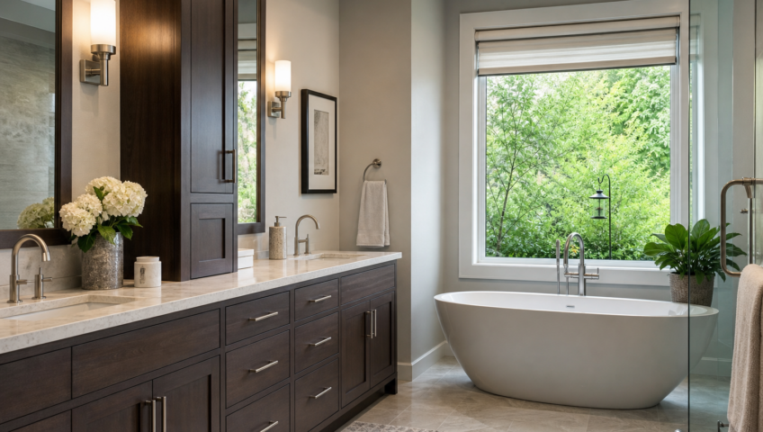 Custom bathroom cabinetry featuring modern design and smart storage solutions